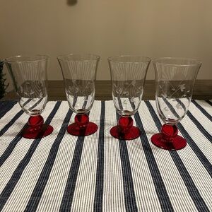 Princess House Moderna Red Ruby Footed Glasses